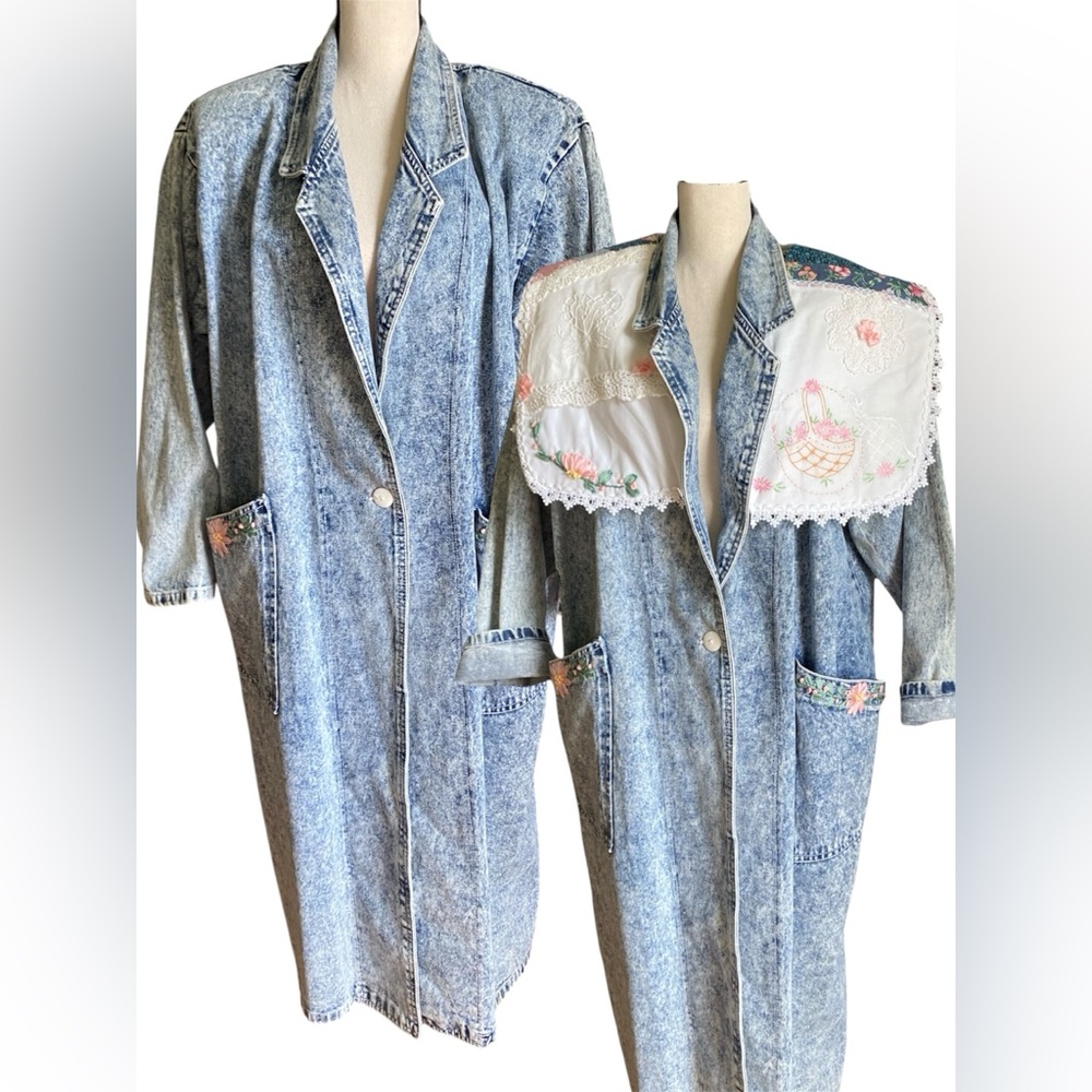 Hollywood Acid Wash Denim Trench Coat